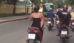 Nữ 'quái xế' diện váy 2 dây liên tục lạng lách, tạt đầu xe đi đường